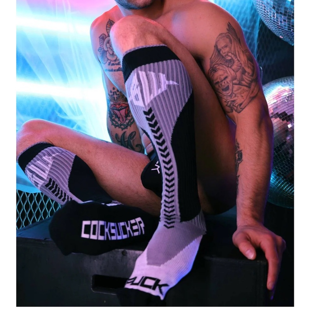 Breedwell - C*cksucker Black and White Knee-High Socks